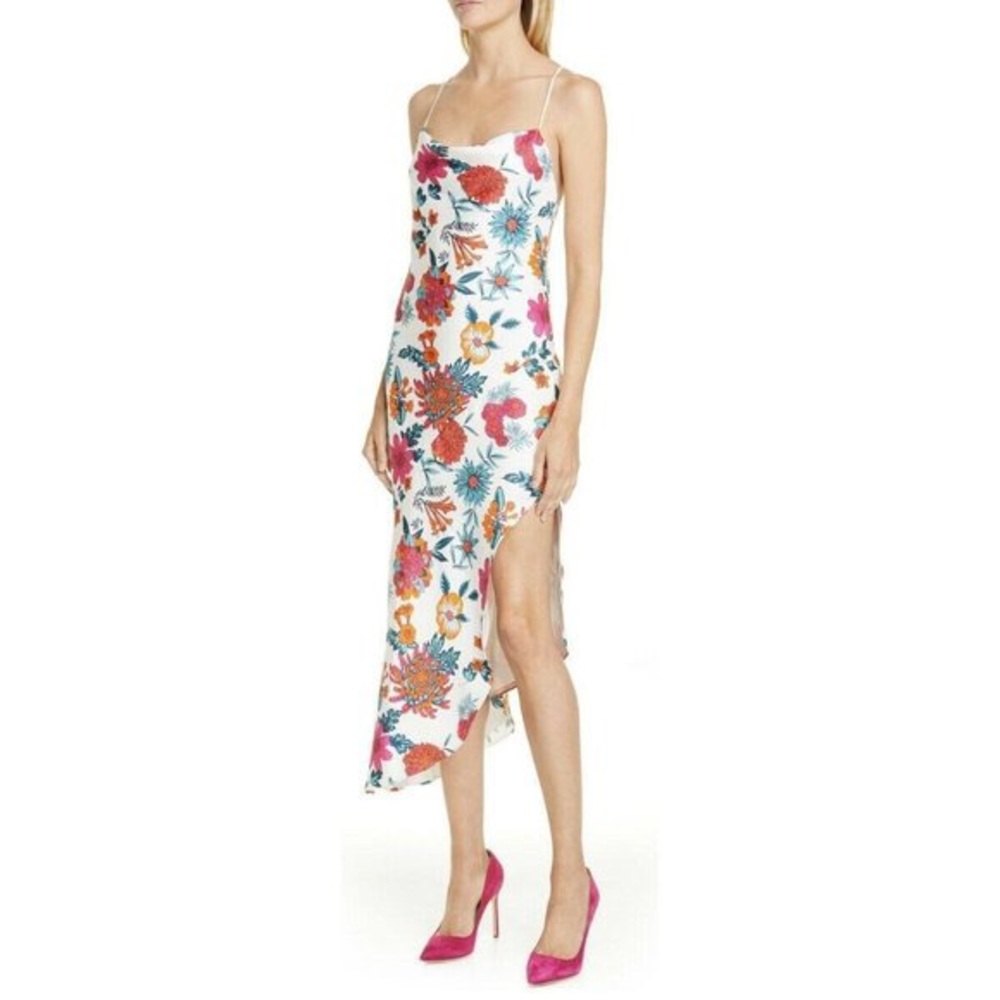 Haney Goldie Floral Low-Back Silk Dress